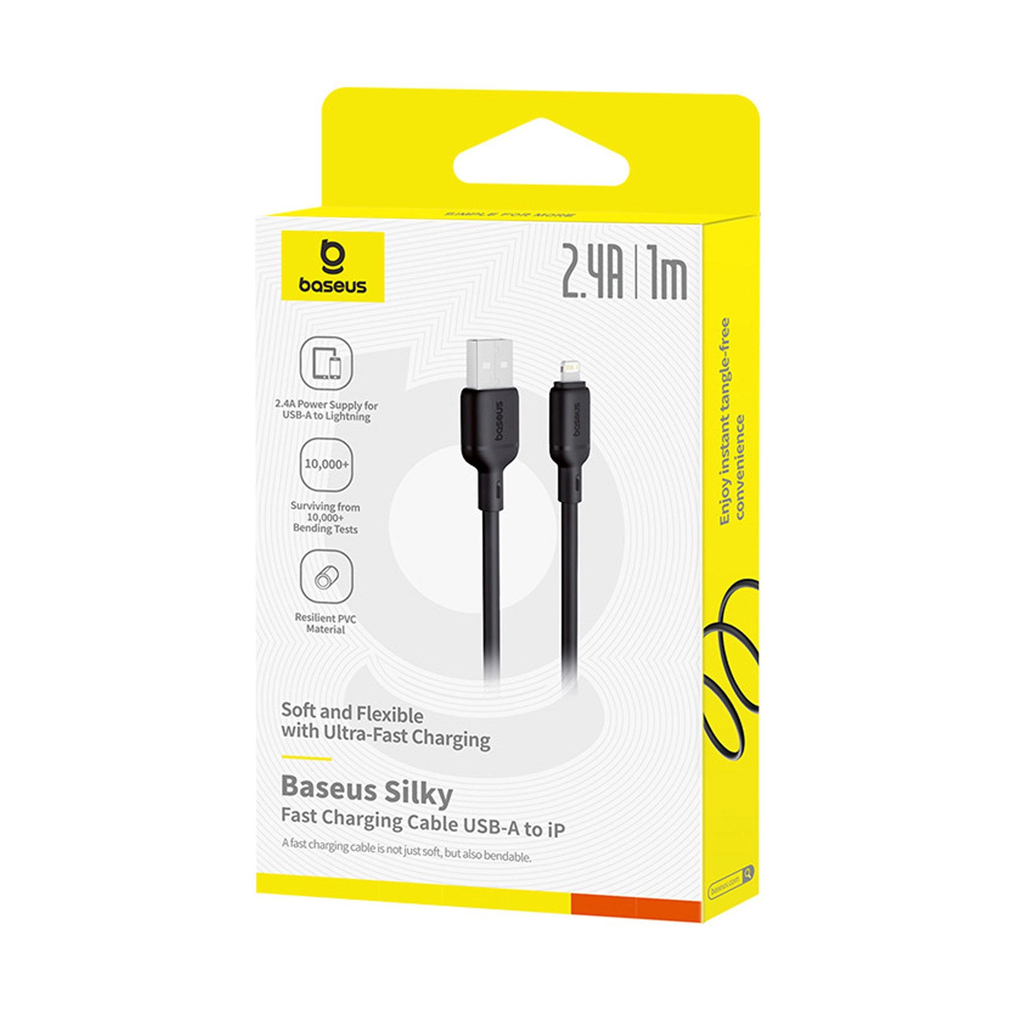 کابل USB-A به Lightning باسئوس مدل Baseus Silky Series Fast Charging Cable 2.4A 1m