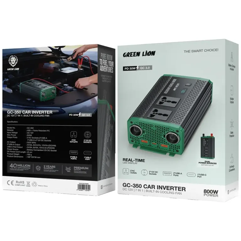 Green Lion GC-350 Car Inverter - Black